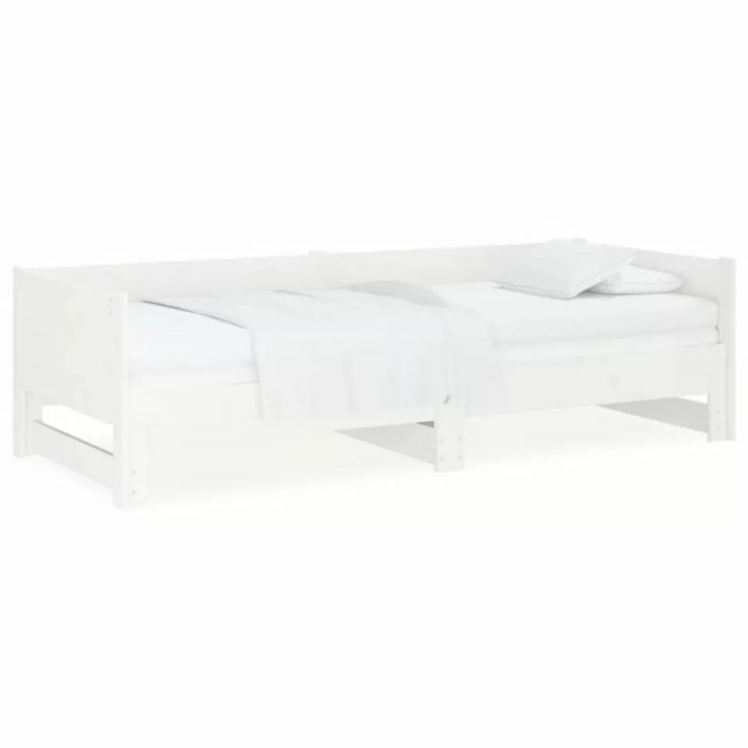 furnicato Bett Ausziehbares Tagesbett Weiß Massivholz Kiefer 2x(80x200) cm günstig online kaufen