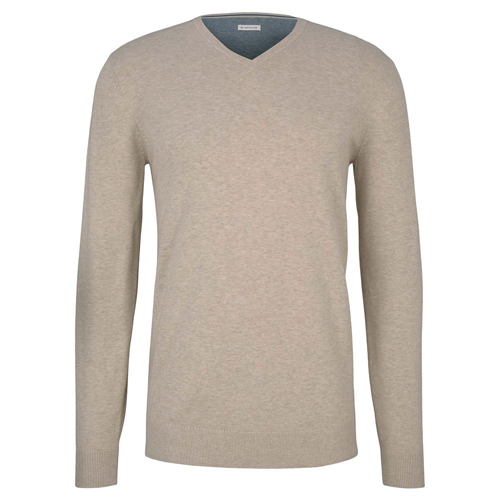 Tom Tailor Basic V-ausschnitt Sweater L Medium Blue Ashes Melange günstig online kaufen