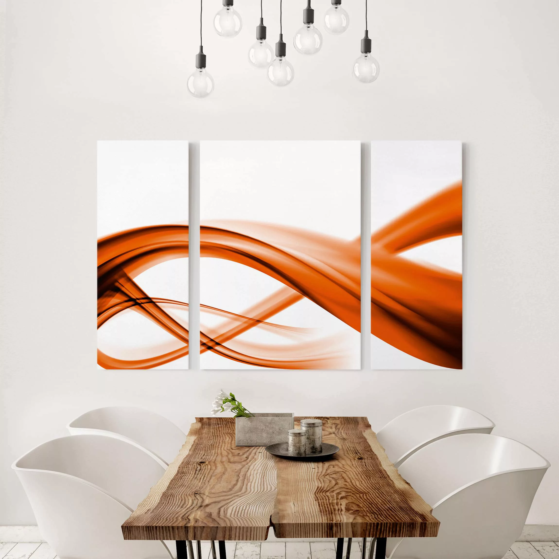 3-teiliges Leinwandbild Abstrakt - Querformat Orange Element günstig online kaufen