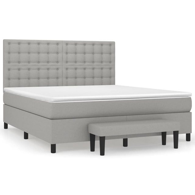 vidaXL Bettgestell Boxspringbett mit Matratze Hellgrau 180x200 cm Stoff Bet günstig online kaufen