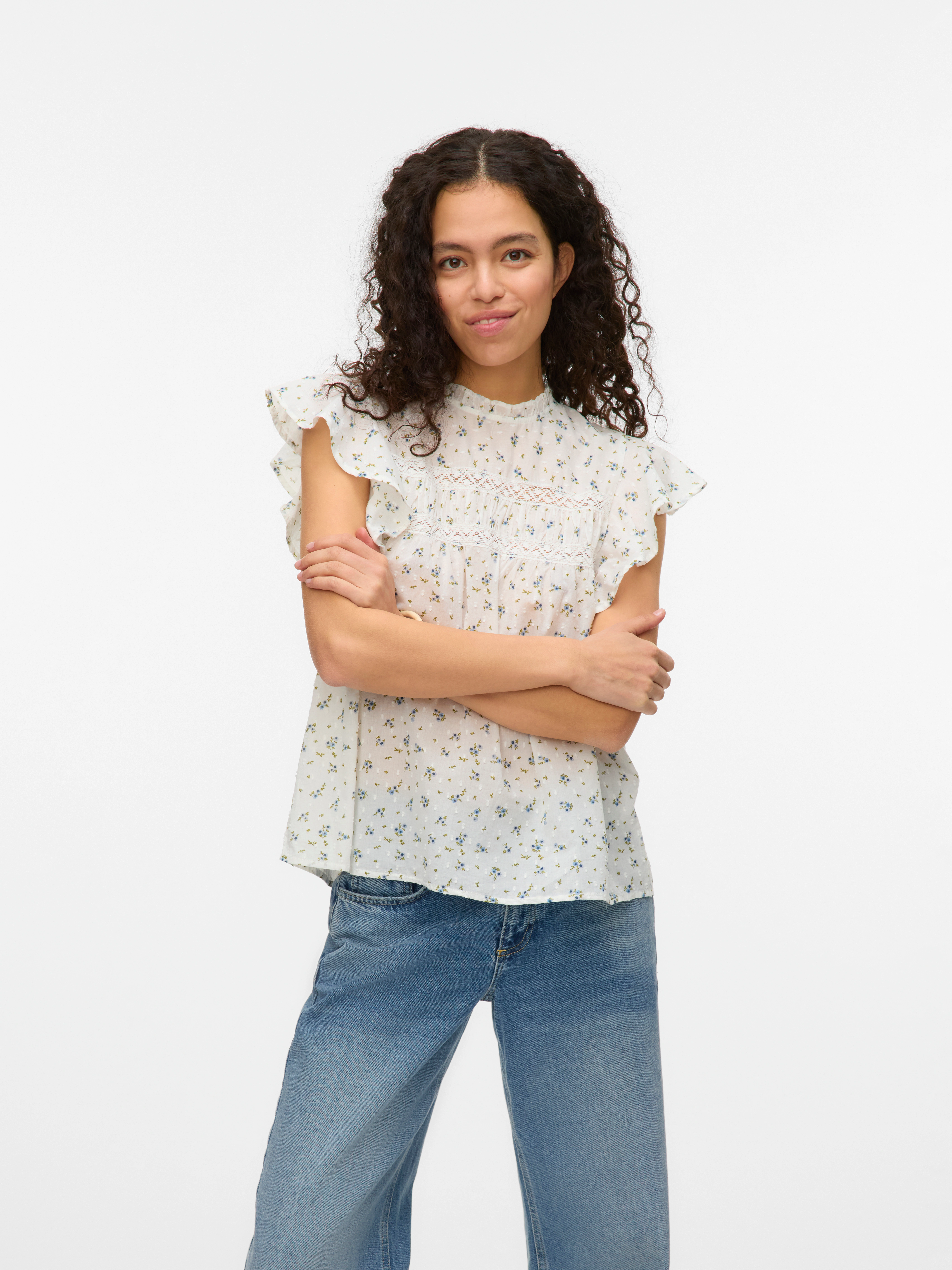 Vero Moda Blusenshirt "VMTRINE SL LACE TOP WVN NOOS" günstig online kaufen