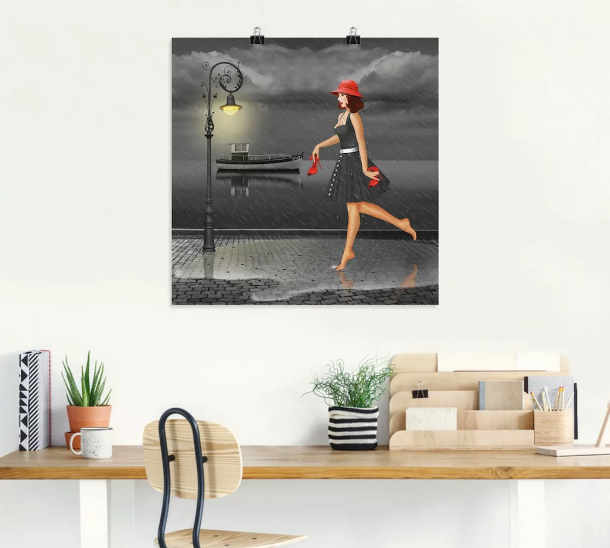 Artland Wandbild "Tanzen im Regen", Frau, (1 St.), als Leinwandbild, Poster günstig online kaufen