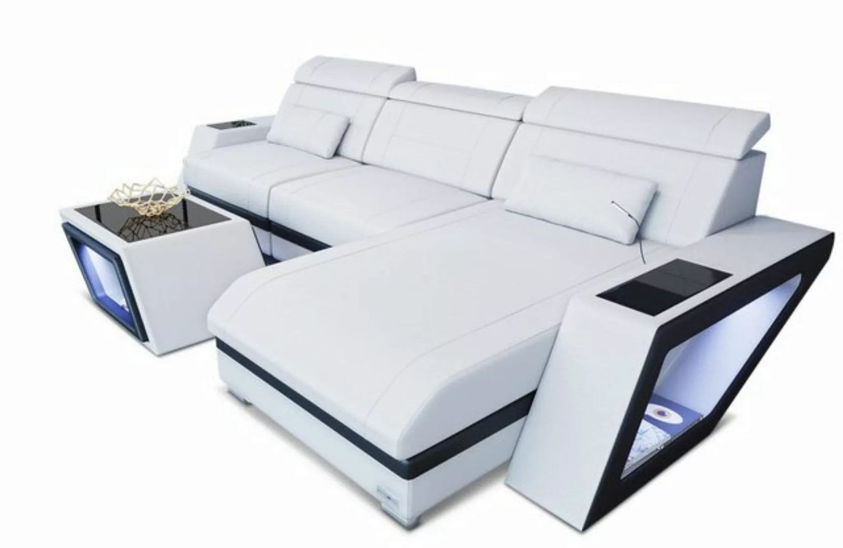 Sofa Dreams Ecksofa Ledersofa Couch Catania L Form Leder Sofa, mit LED, wah günstig online kaufen