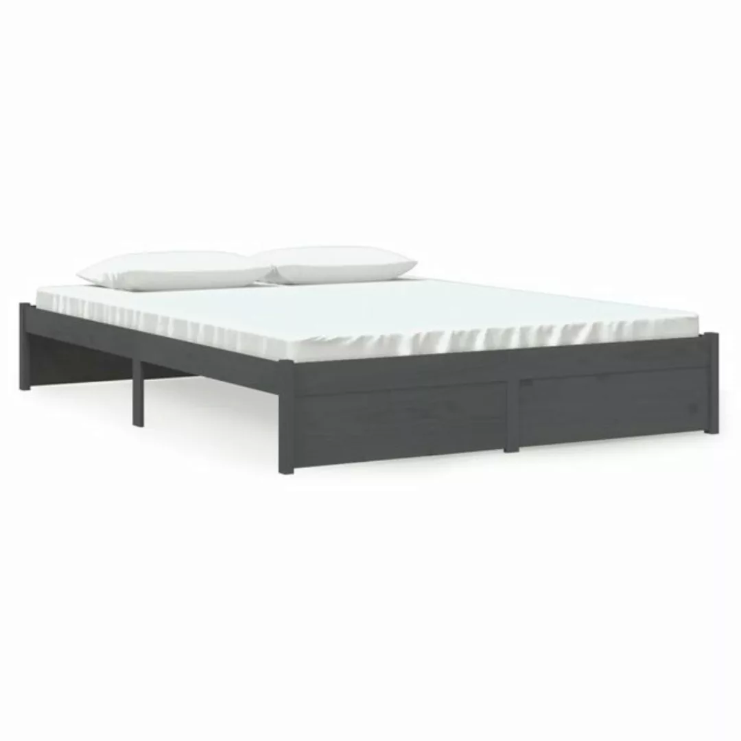 furnicato Bett Massivholzbett Grau 150x200 cm günstig online kaufen