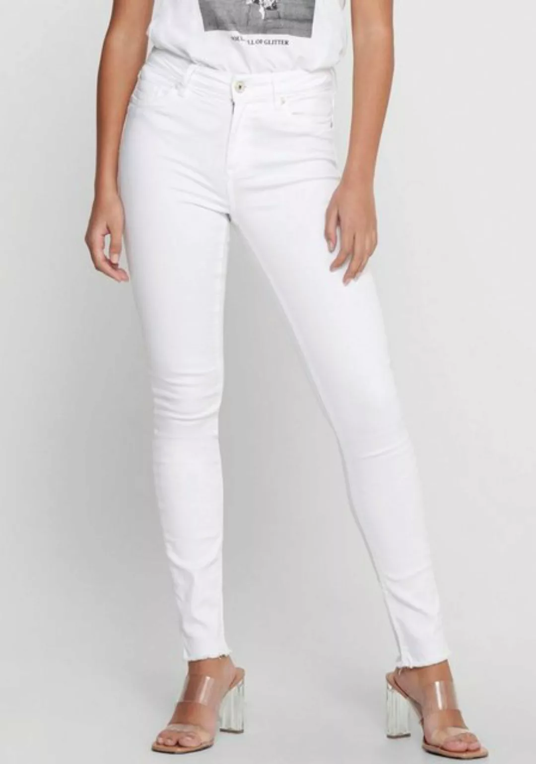 Only Damen Jeans onlBLUSH MID SK ANK RAW REA0730 - Skinny Fit - Weiß - Whit günstig online kaufen