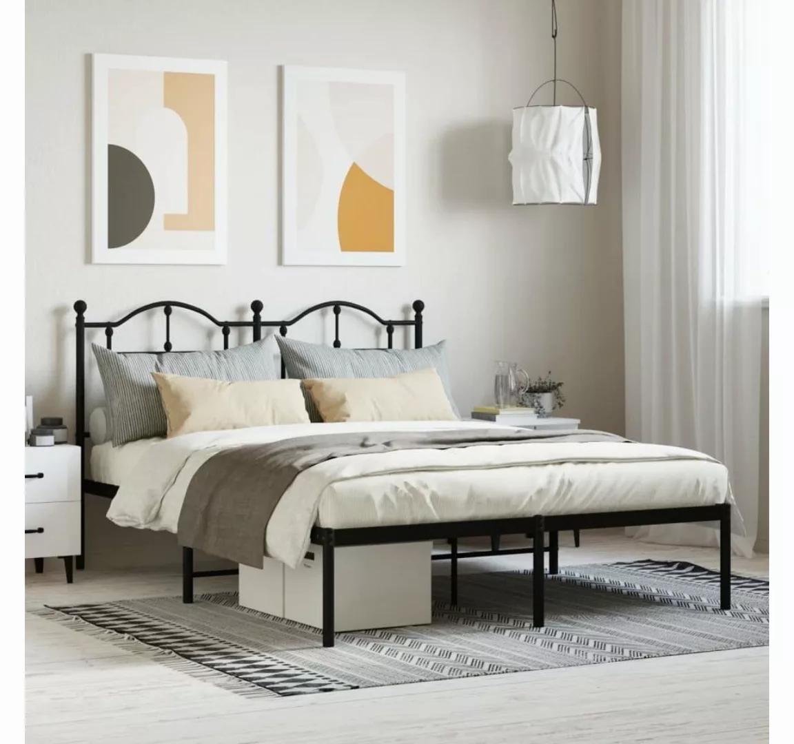 furnicato Bett Bettgestell mit Kopfteil Metall Schwarz 140x200 cm günstig online kaufen