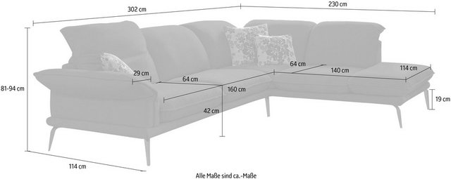 W.SCHILLIG Ecksofa sherry, mit Kopfstützenverstellung, Winkelfüße in Schwar günstig online kaufen