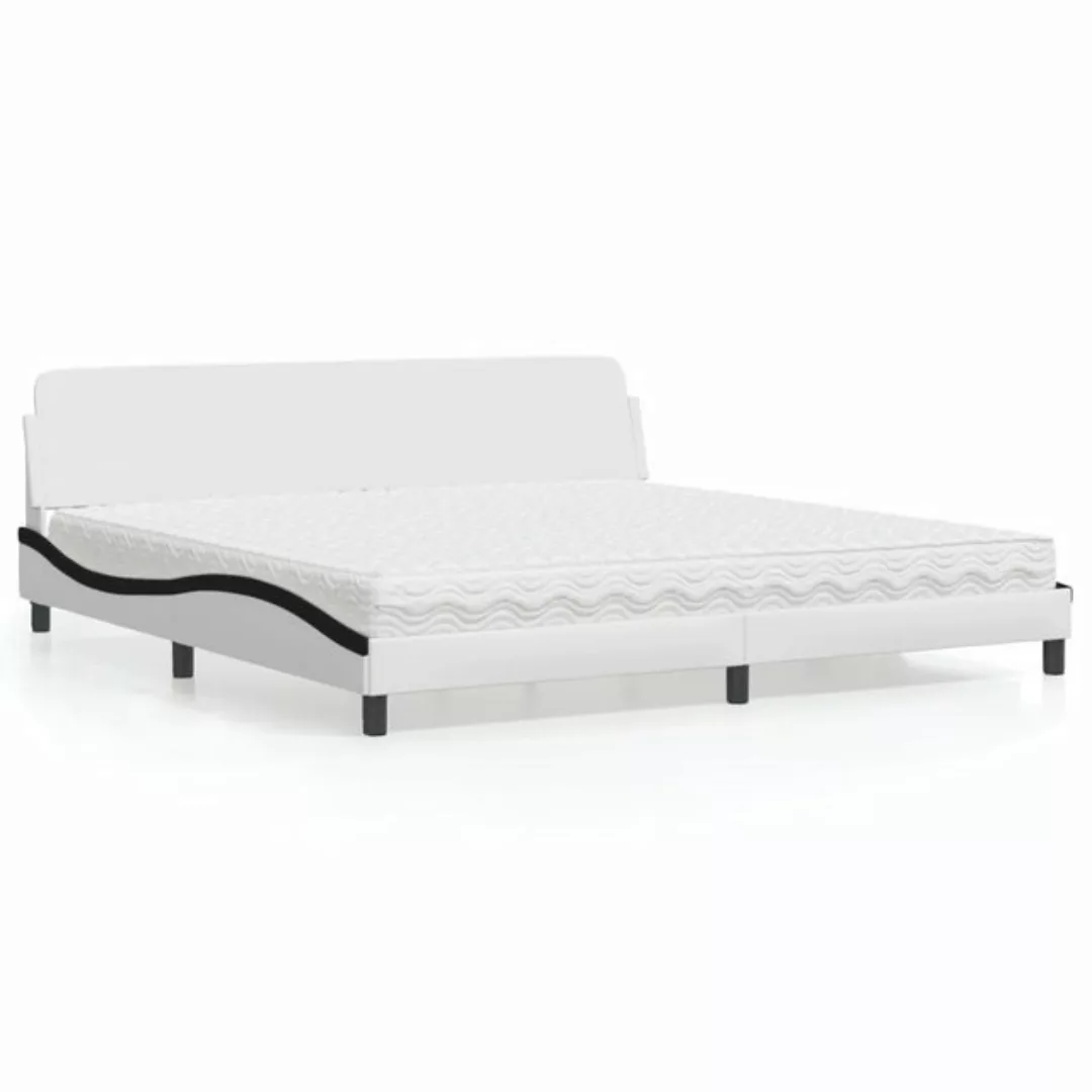 vidaXL Bett Bett mit Matratze Weiß und Schwarz 200x200 cm Kunstleder günstig online kaufen