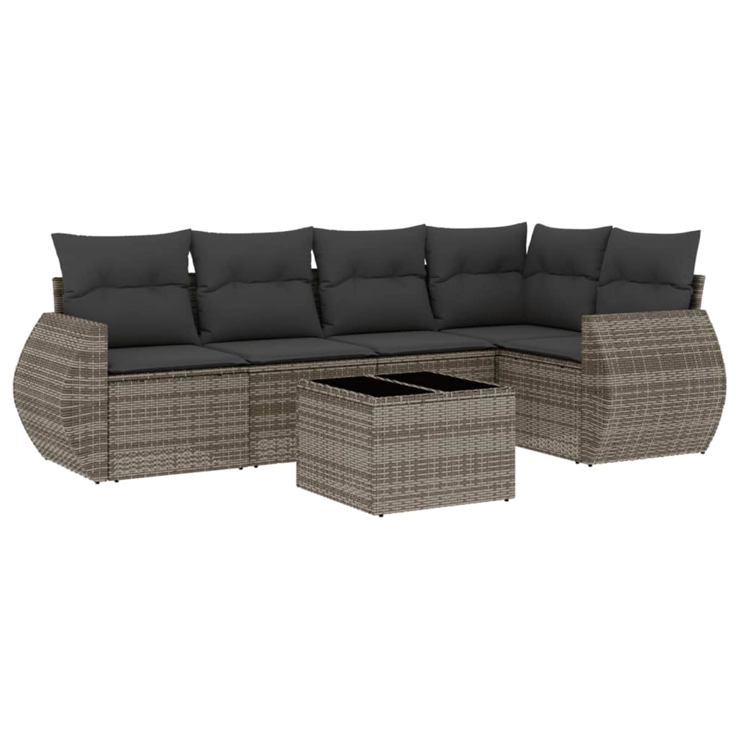 vidaXL 6-Tlg Garten-Sofagarnitur mit Kissen Grau Poly Rattan 3253677 günstig online kaufen