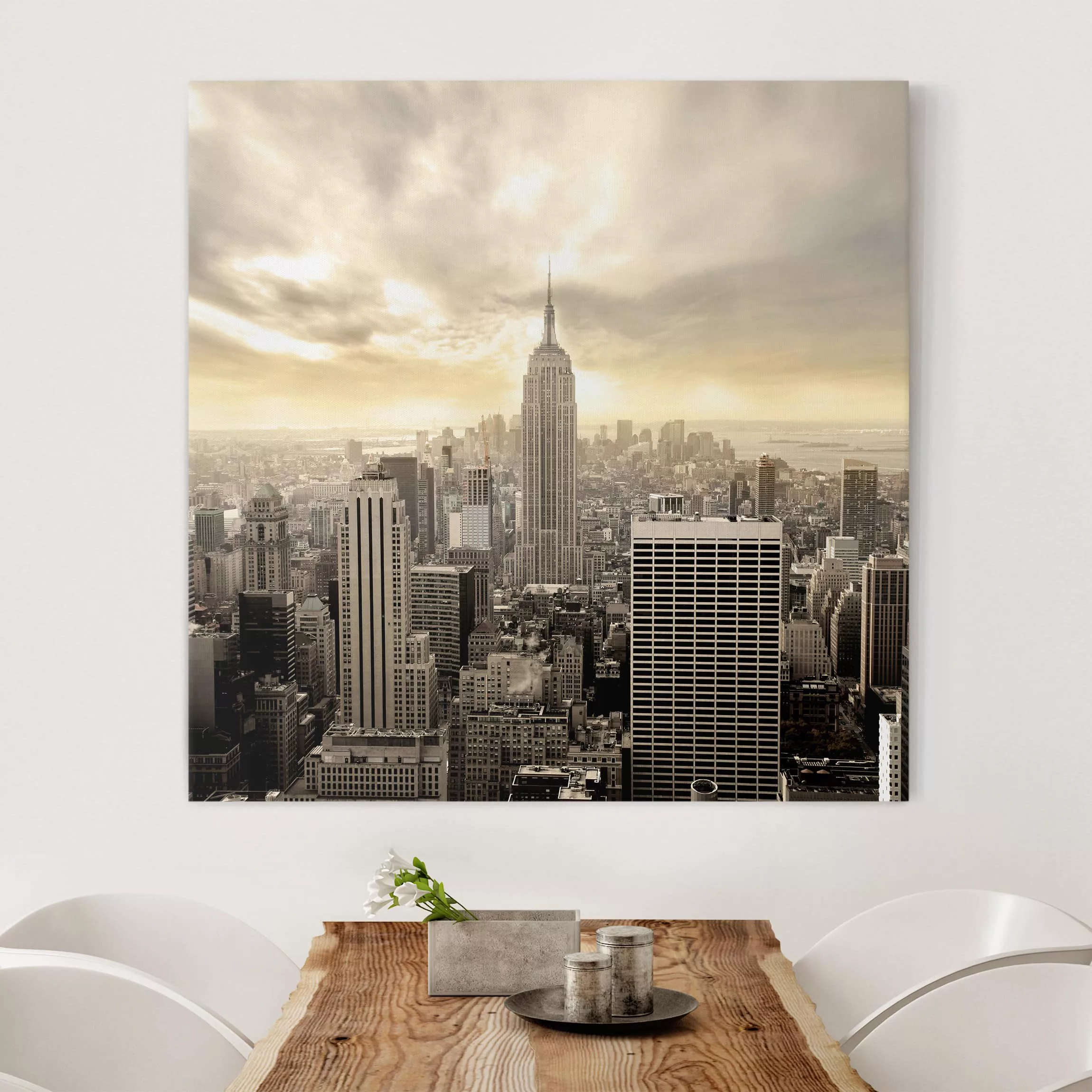 Leinwandbild New York - Quadrat Manhattan Dawn günstig online kaufen