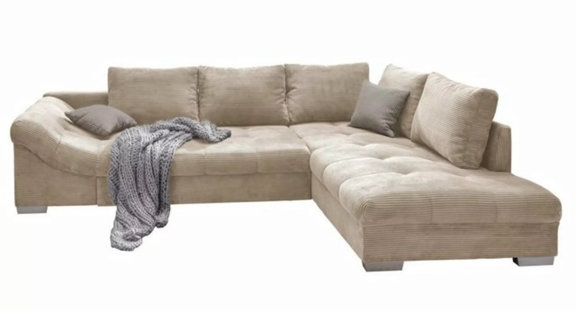 luma-home Ecksofa 17203, mit Bettfunktion 298x202 cm, Wellenunterfederung, günstig online kaufen