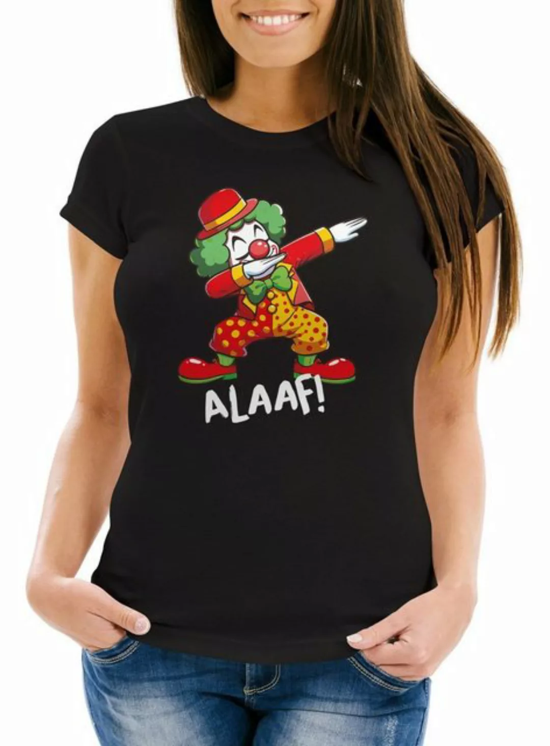 MoonWorks Print-Shirt Damen T-Shirt Fasching Karneval Dabbing Clown Kostüm- günstig online kaufen