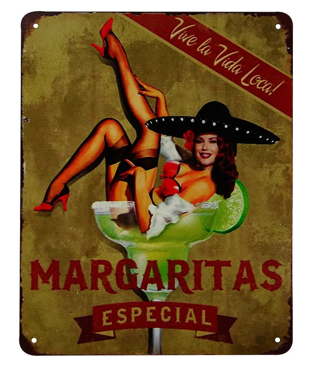 Blechschild MARGARITAS Dekoschild Pin-Up-Stil Cocktail Vintage Nostalgie 25 günstig online kaufen