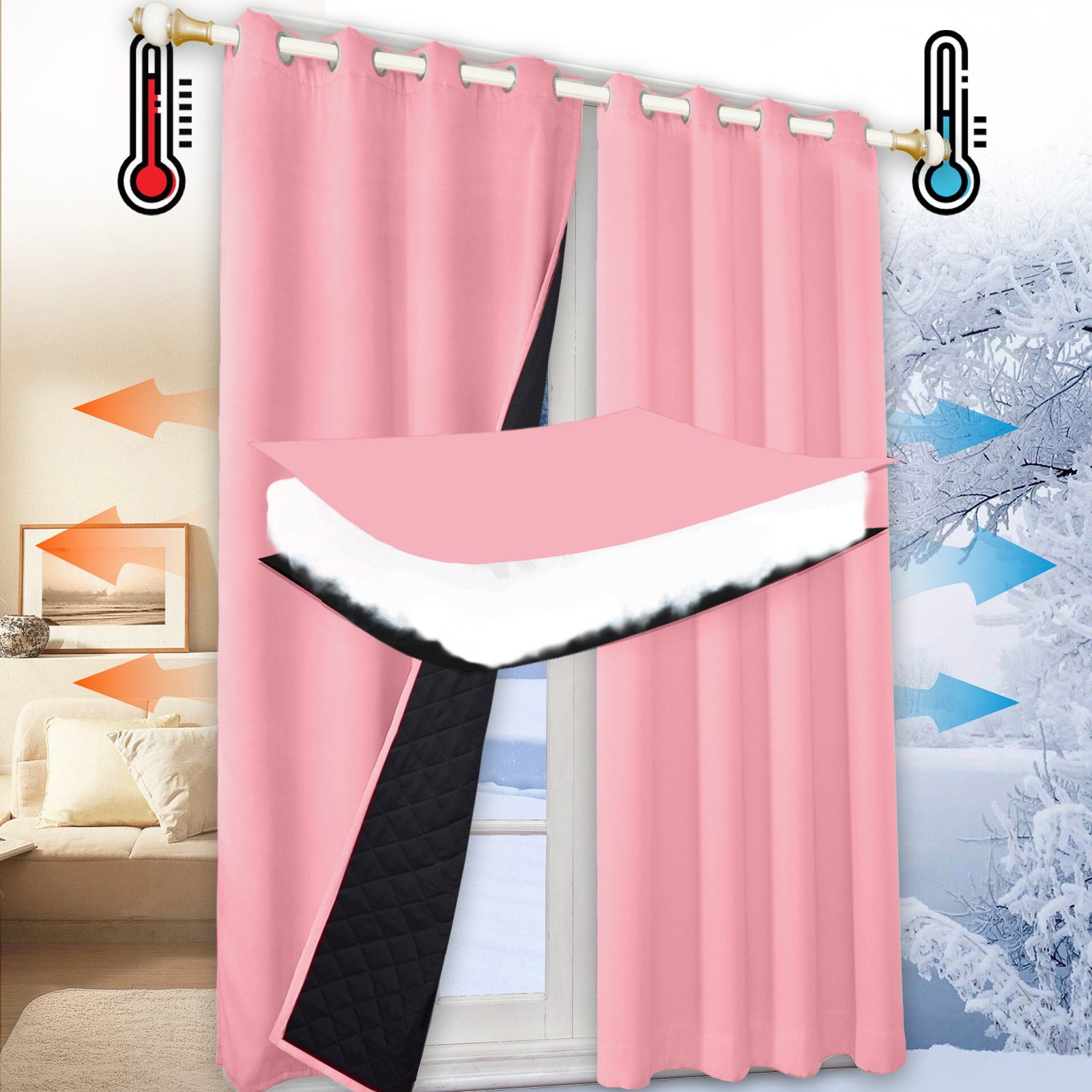 Sunicol Gardine Blickdicht Thermovorhang mit Ösen, günstig online kaufen