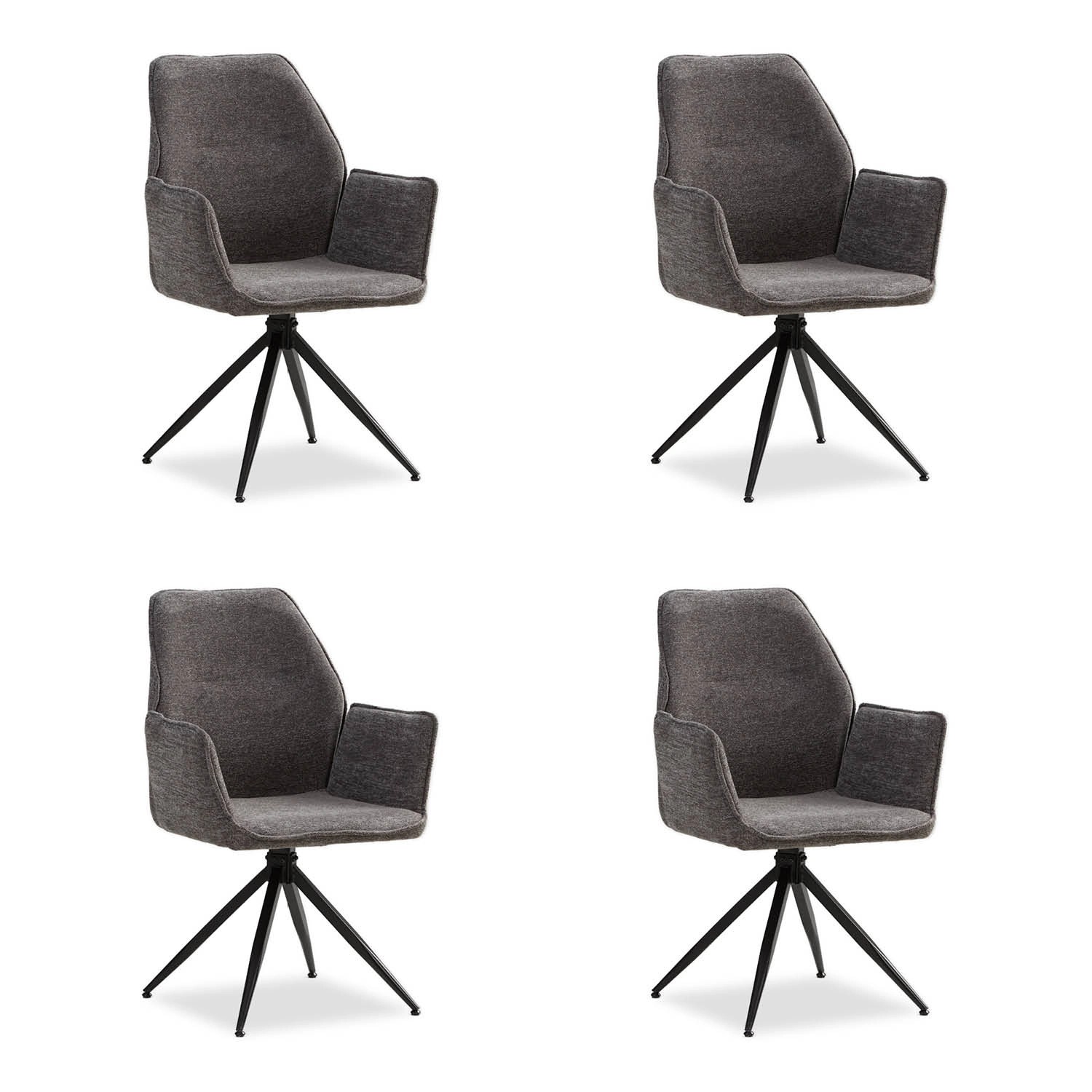 Homestyle4u 4er Set Polsterstühle Drehbar in Grau 2856 günstig online kaufen