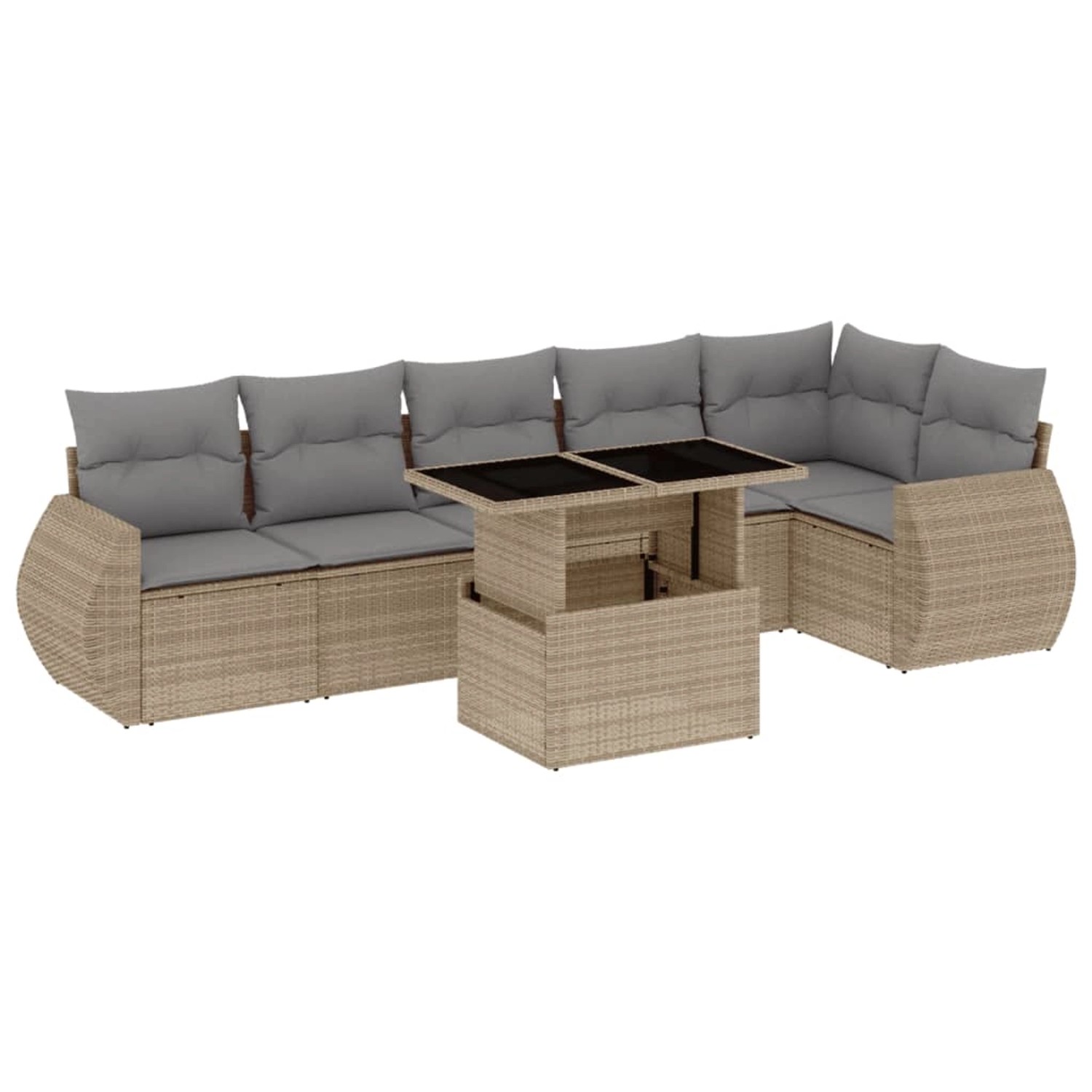 vidaXL 7-Tlg Garten-Sofagarnitur mit Kissen Beige Poly Rattan 3268549 günstig online kaufen