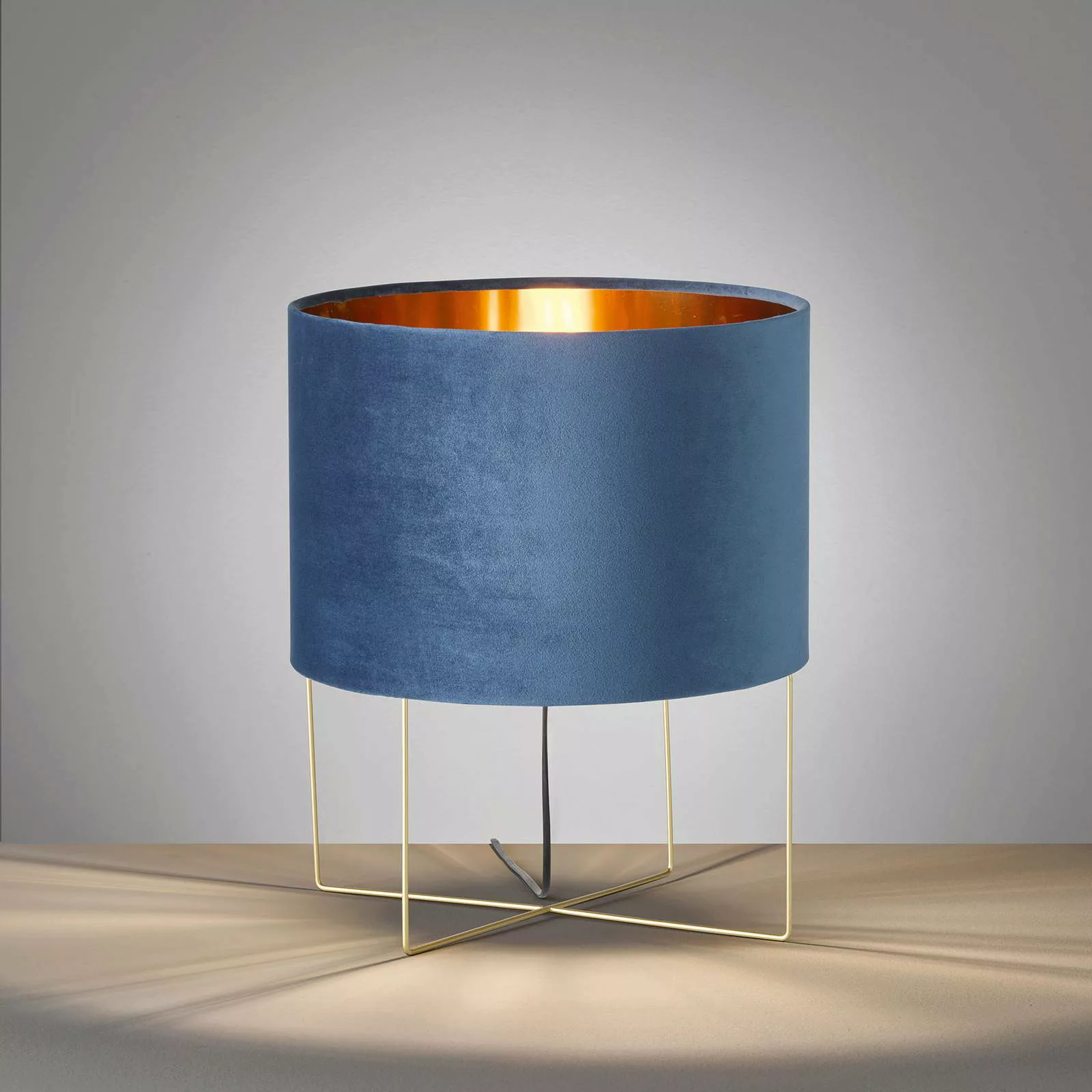 Tischleuchte Aura, Samtschirm, Höhe 43 cm, blau günstig online kaufen