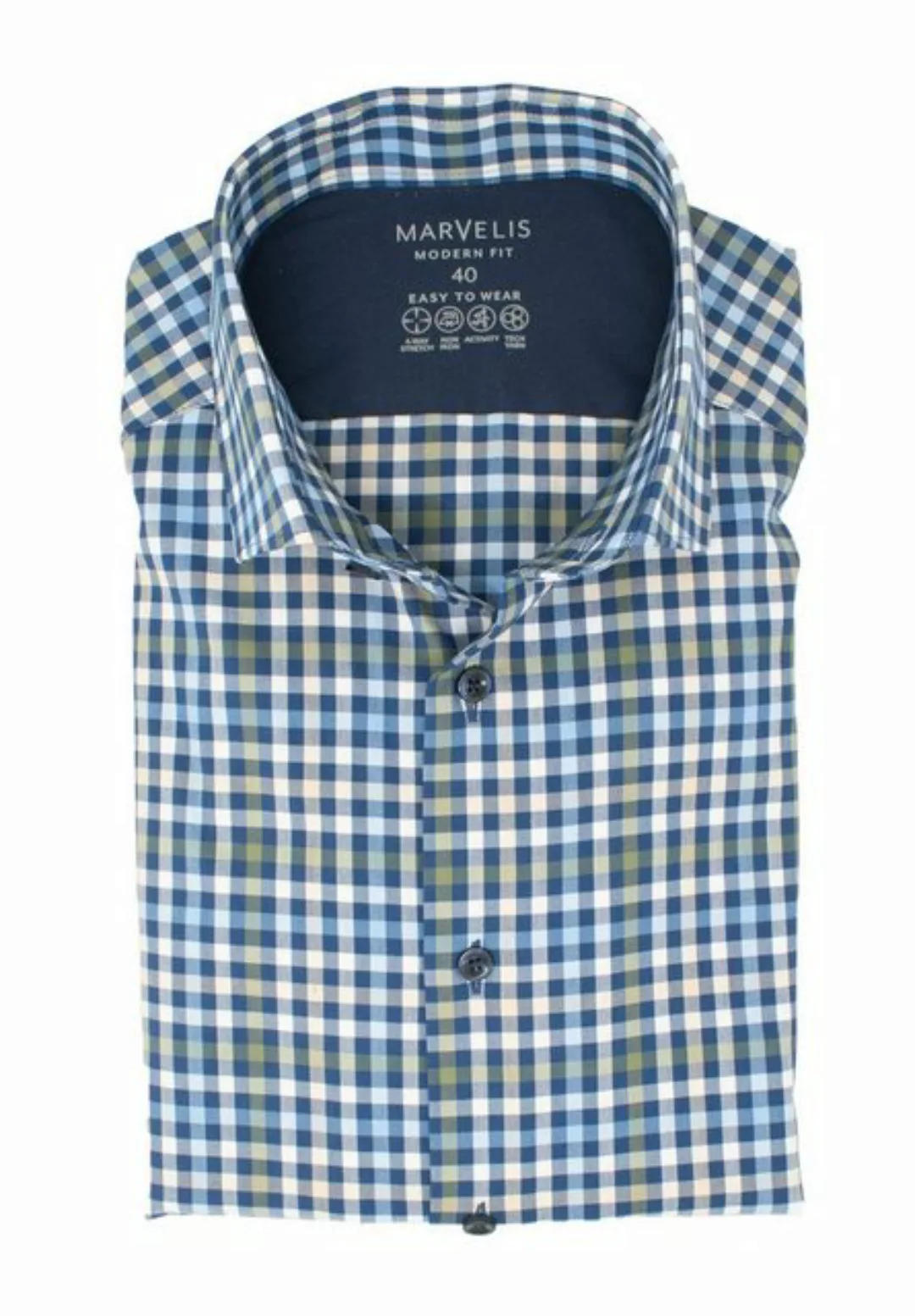 MARVELIS Businesshemd Easy To Wear Hemd - Modern Fit - Langarm - Kariert - günstig online kaufen