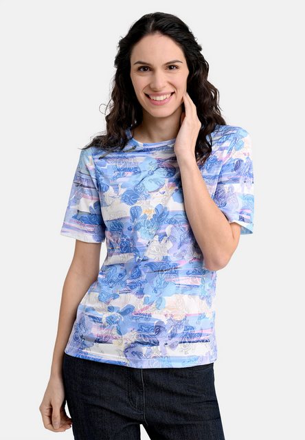 BICALLA T-Shirt Shirt mit Ornamenten und Blüten in Hellblau/Weiß (1-tlg) günstig online kaufen