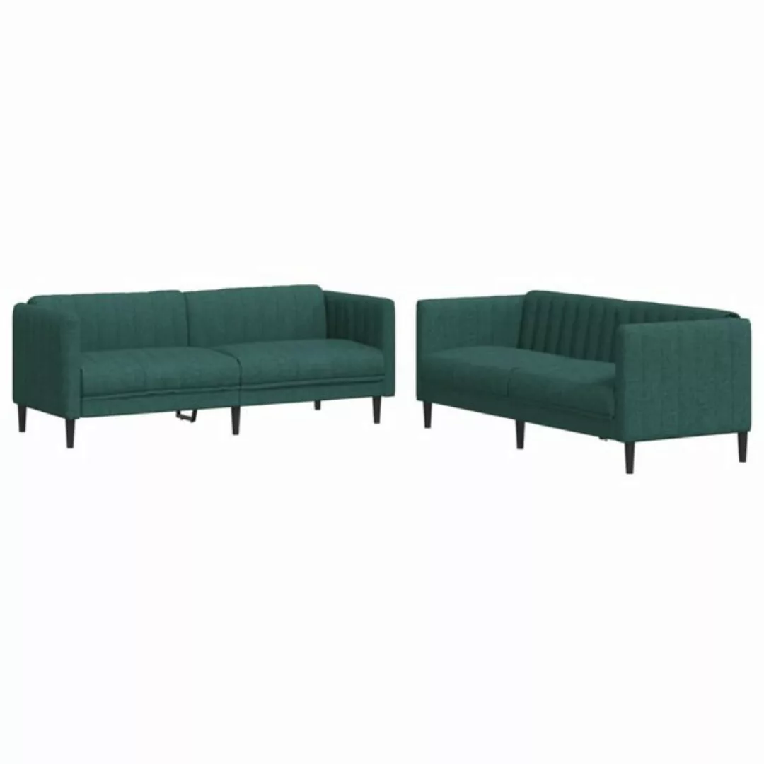 vidaXL Sofa, 2-tlg. Sofagarnitur Dunkelgrün Stoff günstig online kaufen