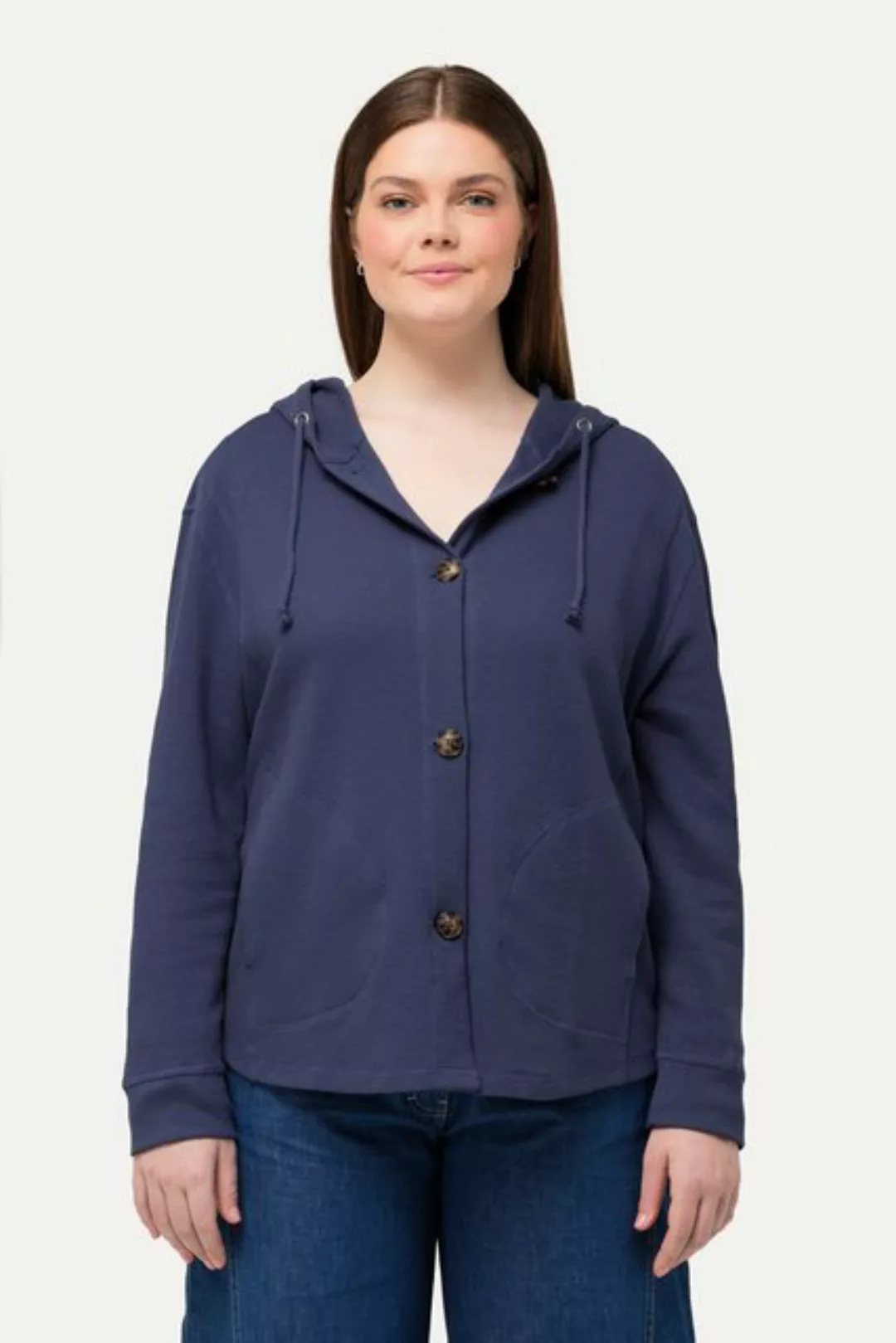 Ulla Popken Sweatjacke Sweatjacke Waffelstruktur Kapuze Biobaumwolle günstig online kaufen