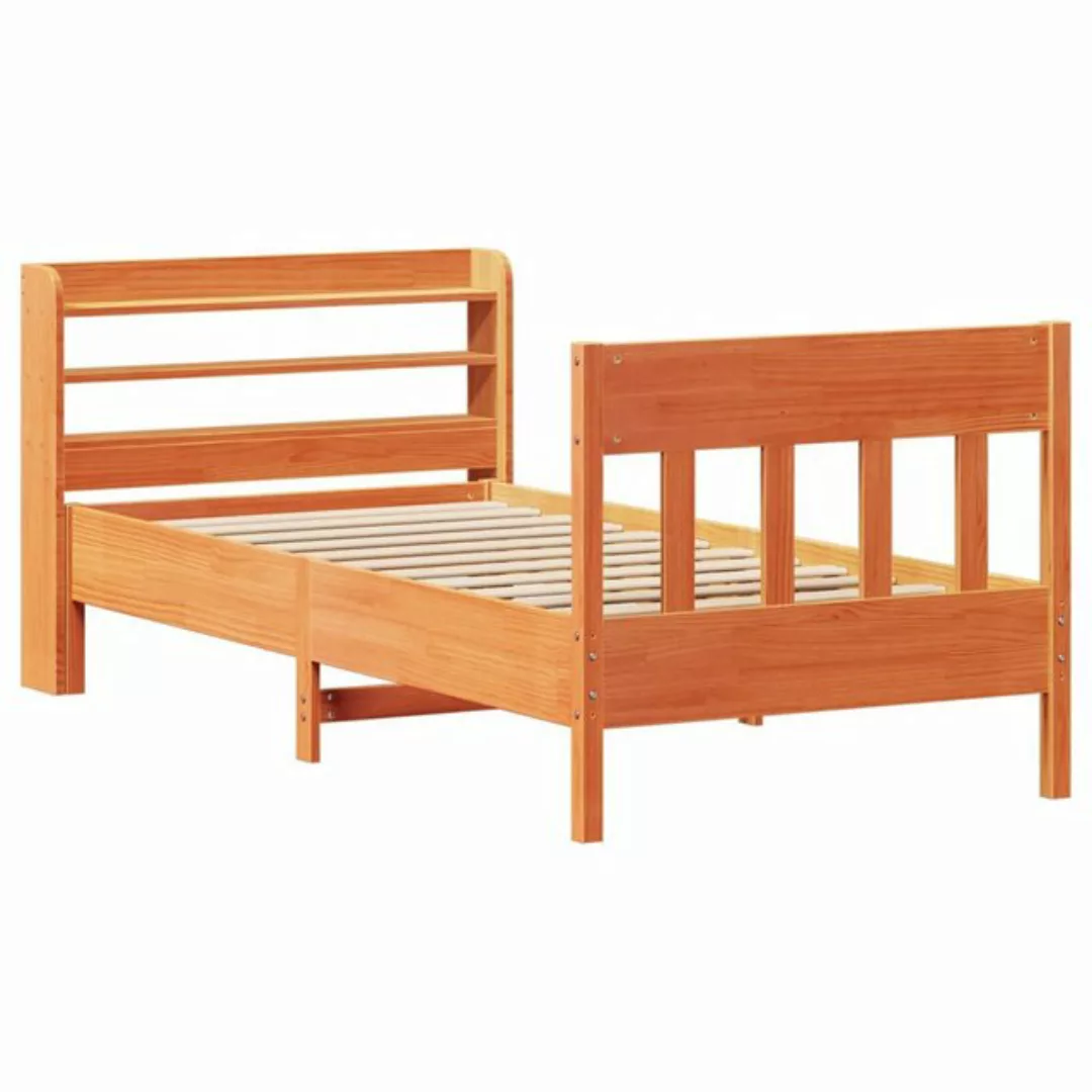 vidaXL Bett Massivholzbett ohne Matratze Wachsbraun 75x190 cm Kiefernholz günstig online kaufen