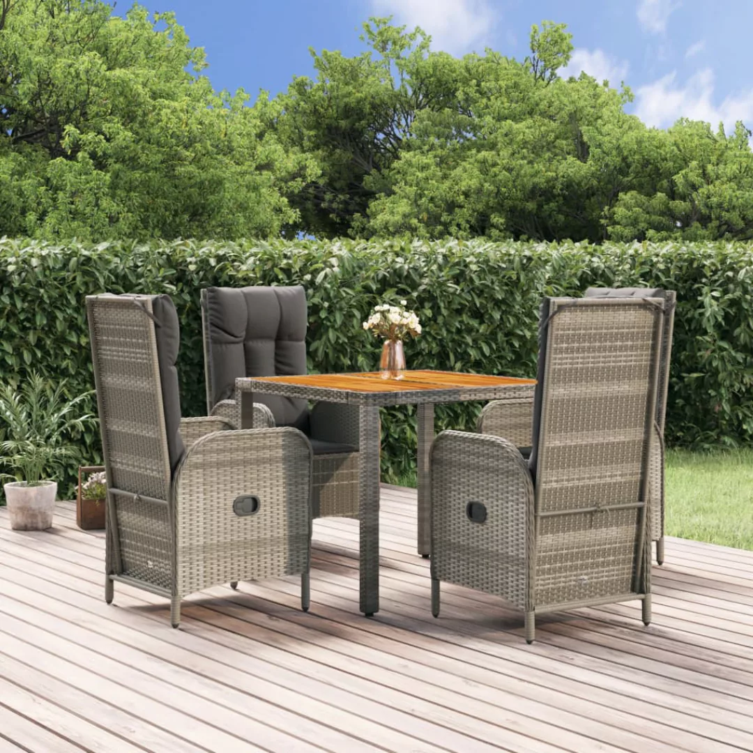 Vidaxl 5-tlg. Garten-essgruppe Mit Kissen Grau Poly Rattan günstig online kaufen