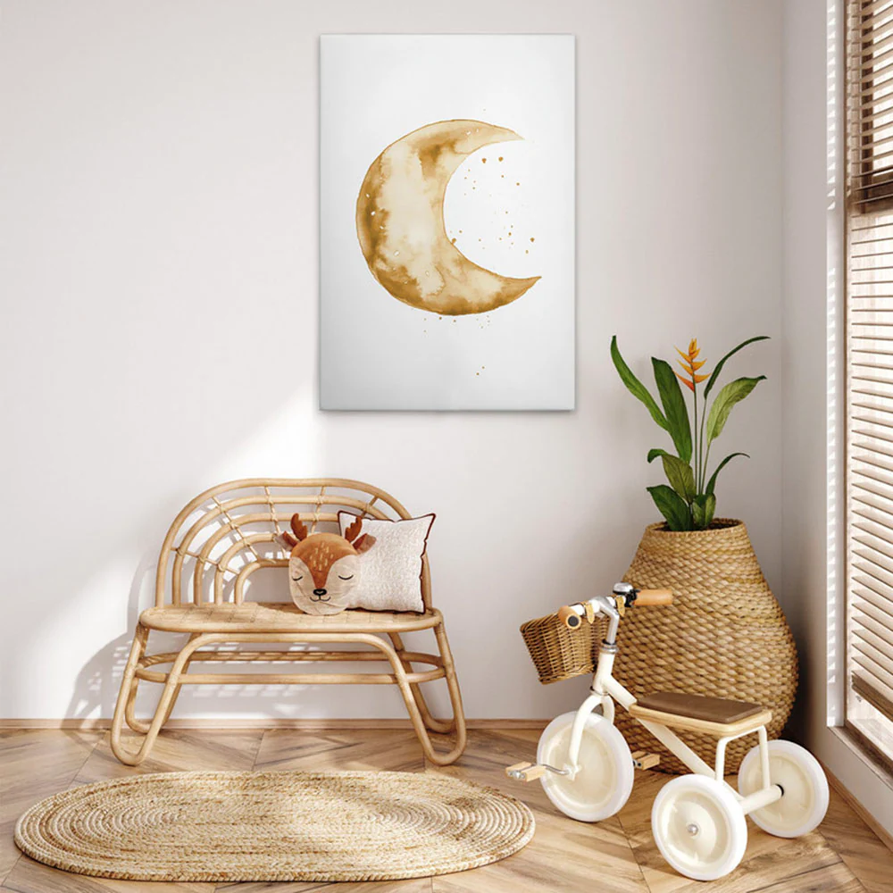 A.S. Création Leinwandbild "Golden Crescent - Wandbild Weiß Gelb Gold Keilr günstig online kaufen