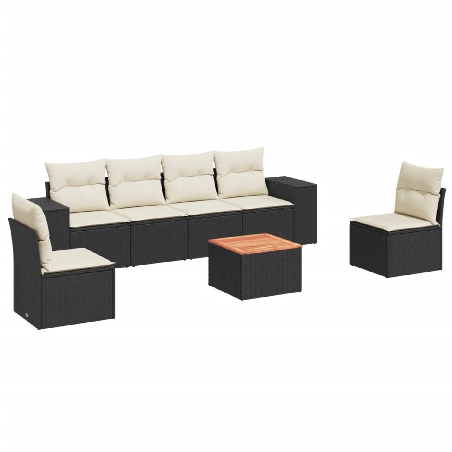 vidaXL 7-Tlg Garten-Sofagarnitur mit Kissen Schwarz Poly Rattan 3257722 günstig online kaufen