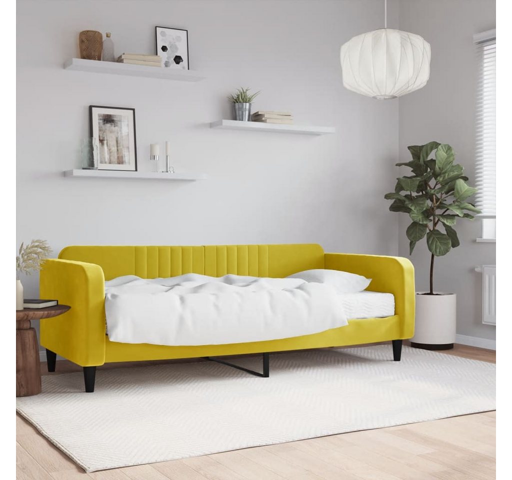 vidaXL Gästebett Gästebett Tagesbett mit Matratze Gelb 90x200 cm Samt Bett günstig online kaufen