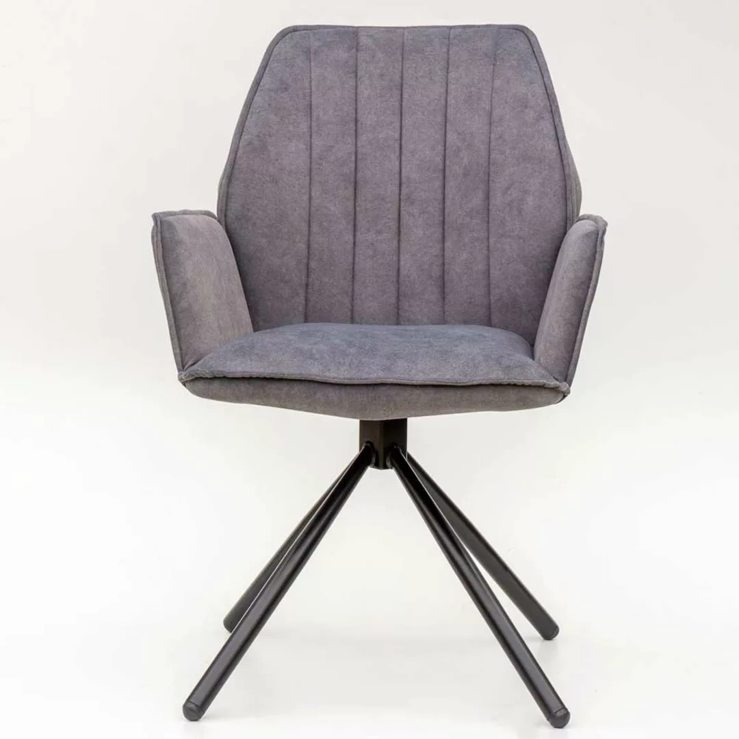 2 Stühle Grau mit Armlehnen in modernem Design 58 cm breit (2er Set) günstig online kaufen