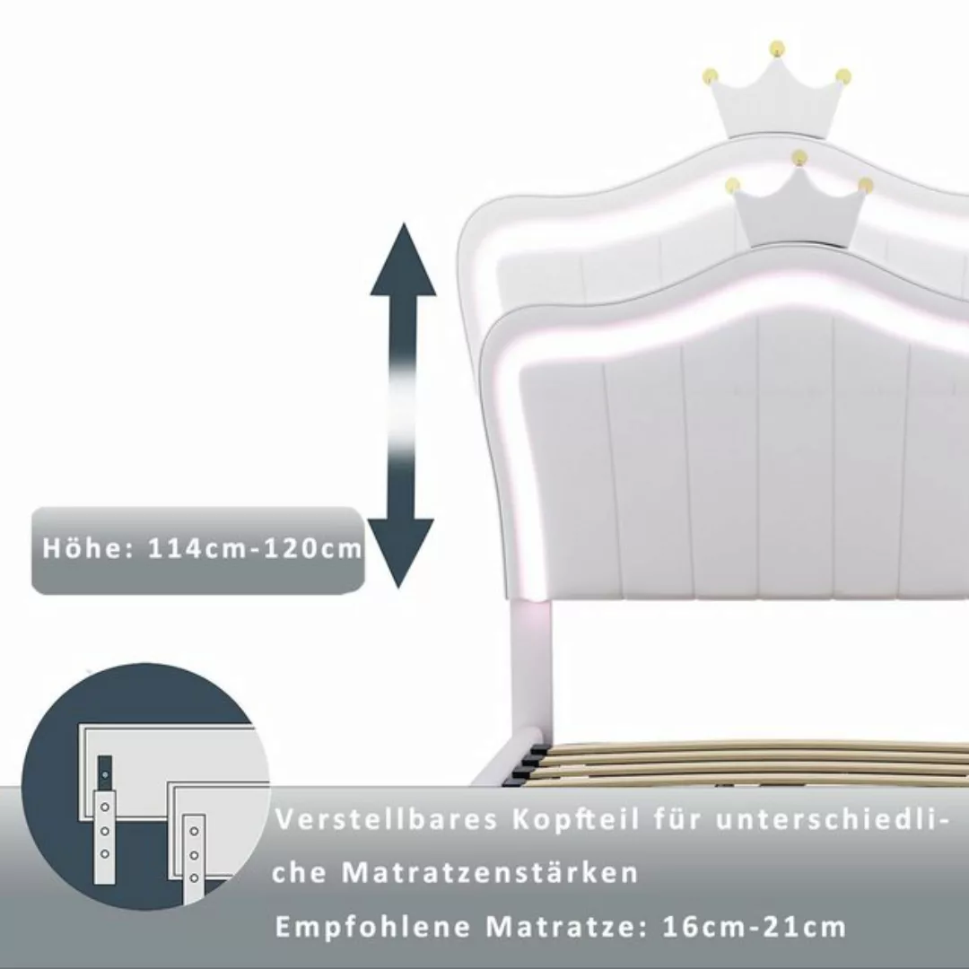 KoDise Polsterbett Hydraulisches Bett mit Kronendesign, LED-Beleuchtung, Ku günstig online kaufen