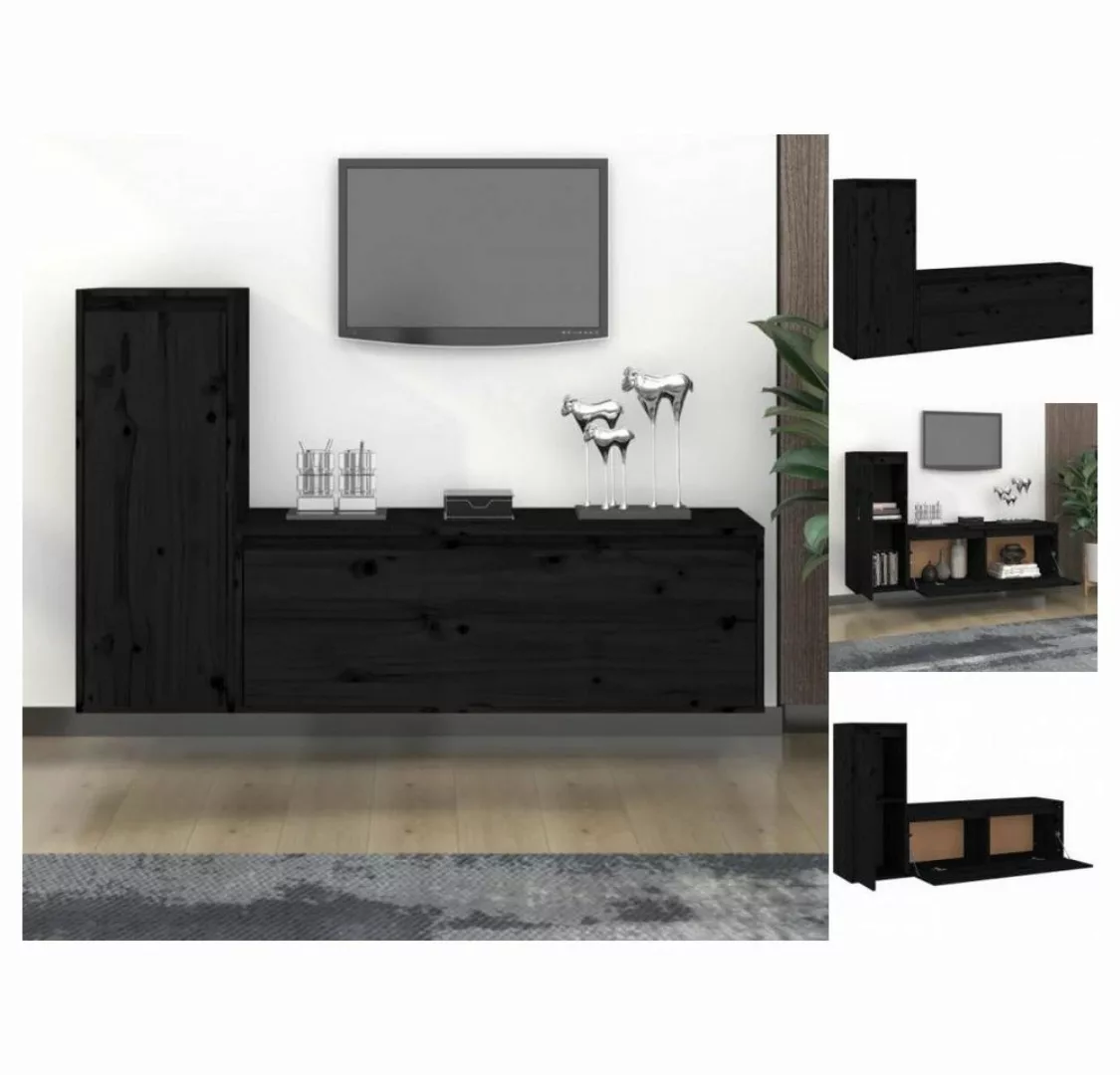 vidaXL TV-Schrank TV-Schränke 2 Stk Schwarz Massivholz Kiefer Lowboard Lowb günstig online kaufen