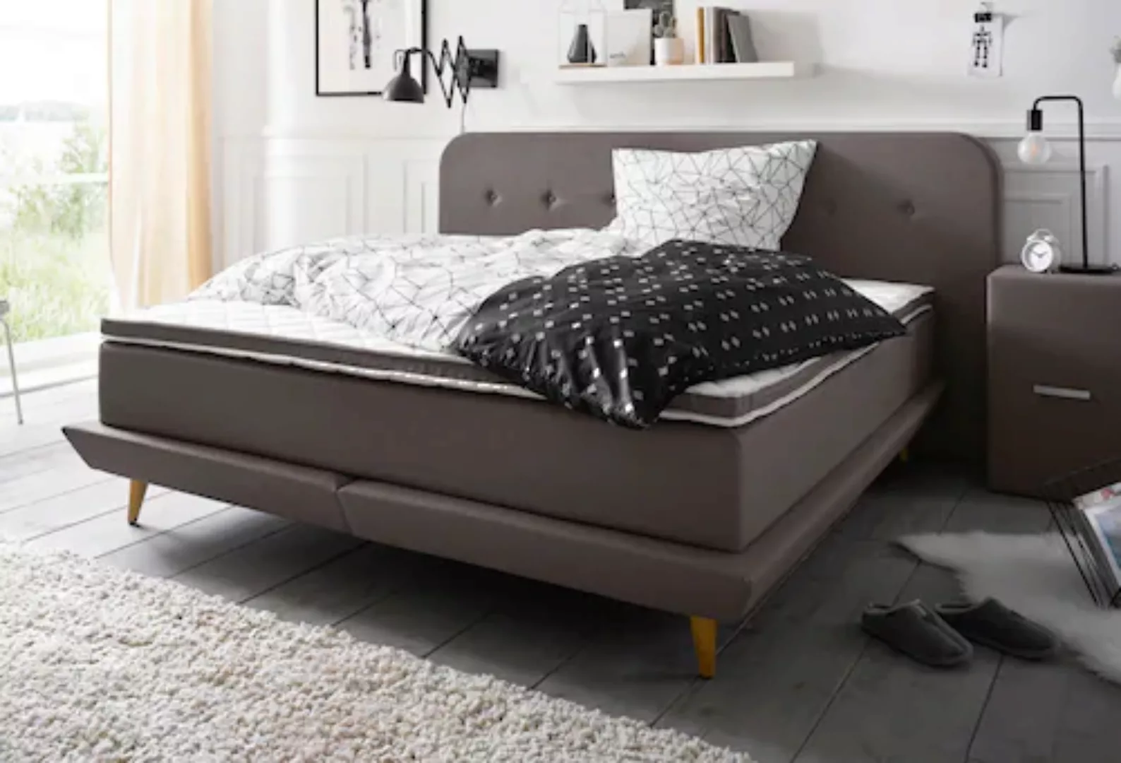 andas Boxspringbett "Premium", Steppung mit Knopfheftung, inkl. Topper günstig online kaufen