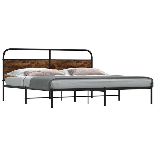 vidaXL Bett, Metallbett ohne Matratze Räuchereiche 200x200 cm günstig online kaufen