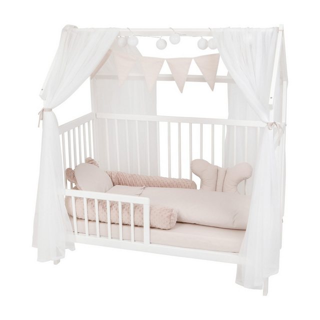 Babyhafen Kinderbett HAUSBETT Babybett ROYAL Beige 60x120 Matratze Komplett günstig online kaufen