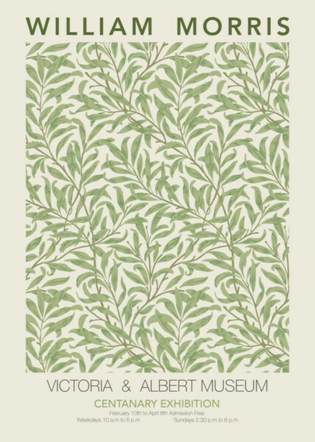 Poster / Leinwandbild - William Morris - Grünes Blumenmuster günstig online kaufen
