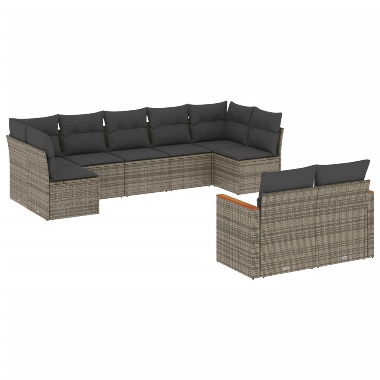 vidaXL 9-tlg Garten-Sofagarnitur mit Kissen Grau Poly Rattan Modell 94 günstig online kaufen