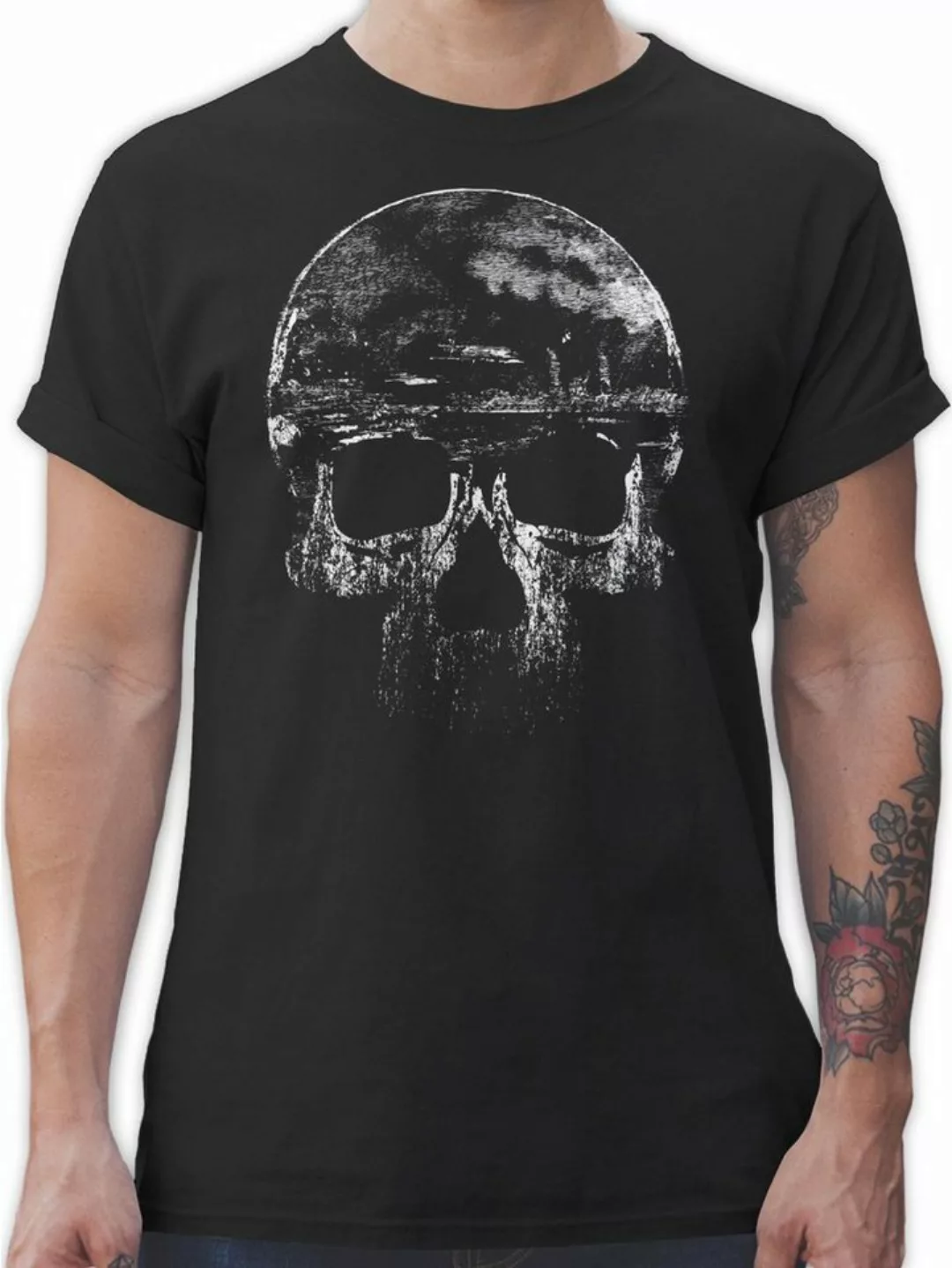 Shirtracer T-Shirt Vintage Totenkopf Biker günstig online kaufen