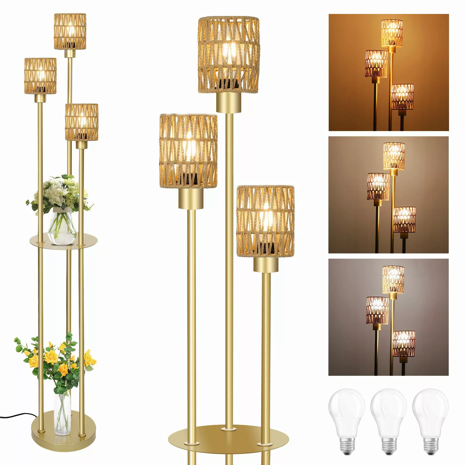 Sunicol Stehlampe Rattan Stehlampe mit Metall günstig online kaufen