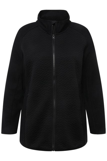 Ulla Popken Sweatjacke Strickfleece-Jacke Stickerei Stehkragen günstig online kaufen