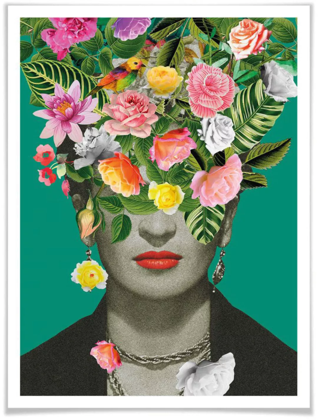 Wall-Art Poster »Frida Floral Blumenstrauß«, Schriftzug, (1 St.), Poster oh günstig online kaufen