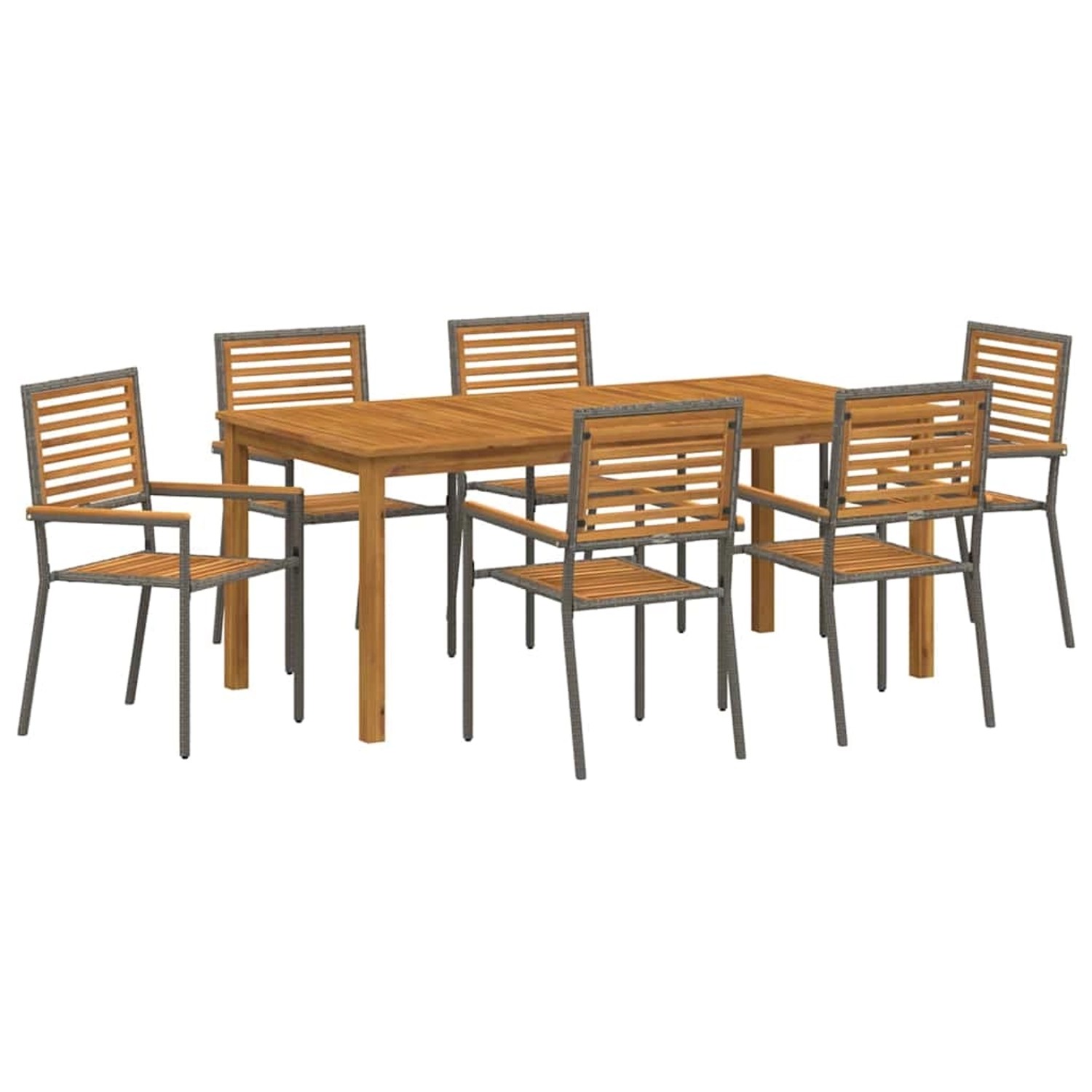vidaXL Garten Essgruppe 7-Tlg Grau Poly Rattan 3365542 günstig online kaufen
