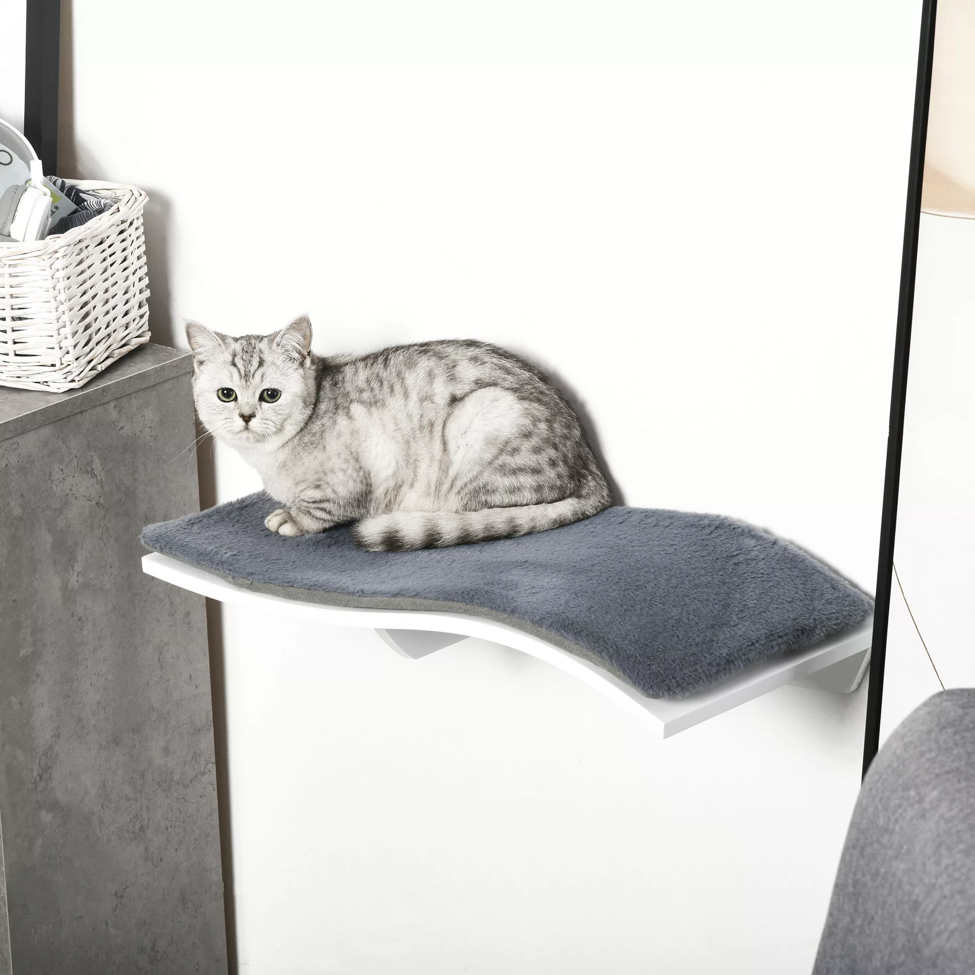 PawHut Katzenbett Wandliege  Wandmontage mit Plüschauflage, MDF, für Katzen günstig online kaufen