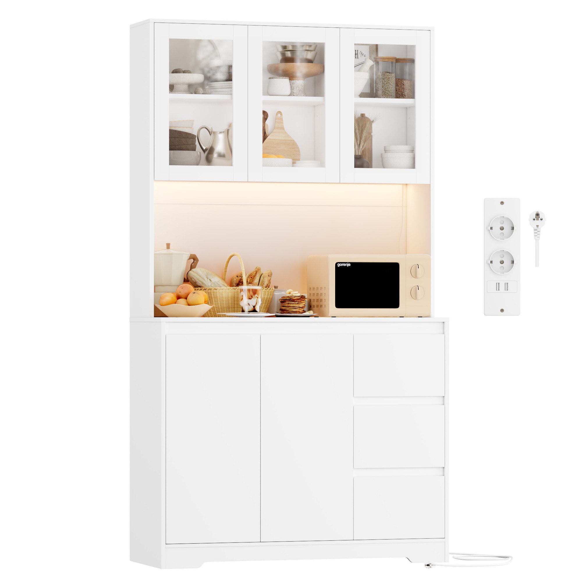 Homfa Küchenbuffet mit LED Küchenschrank Buffetschrank günstig online kaufen