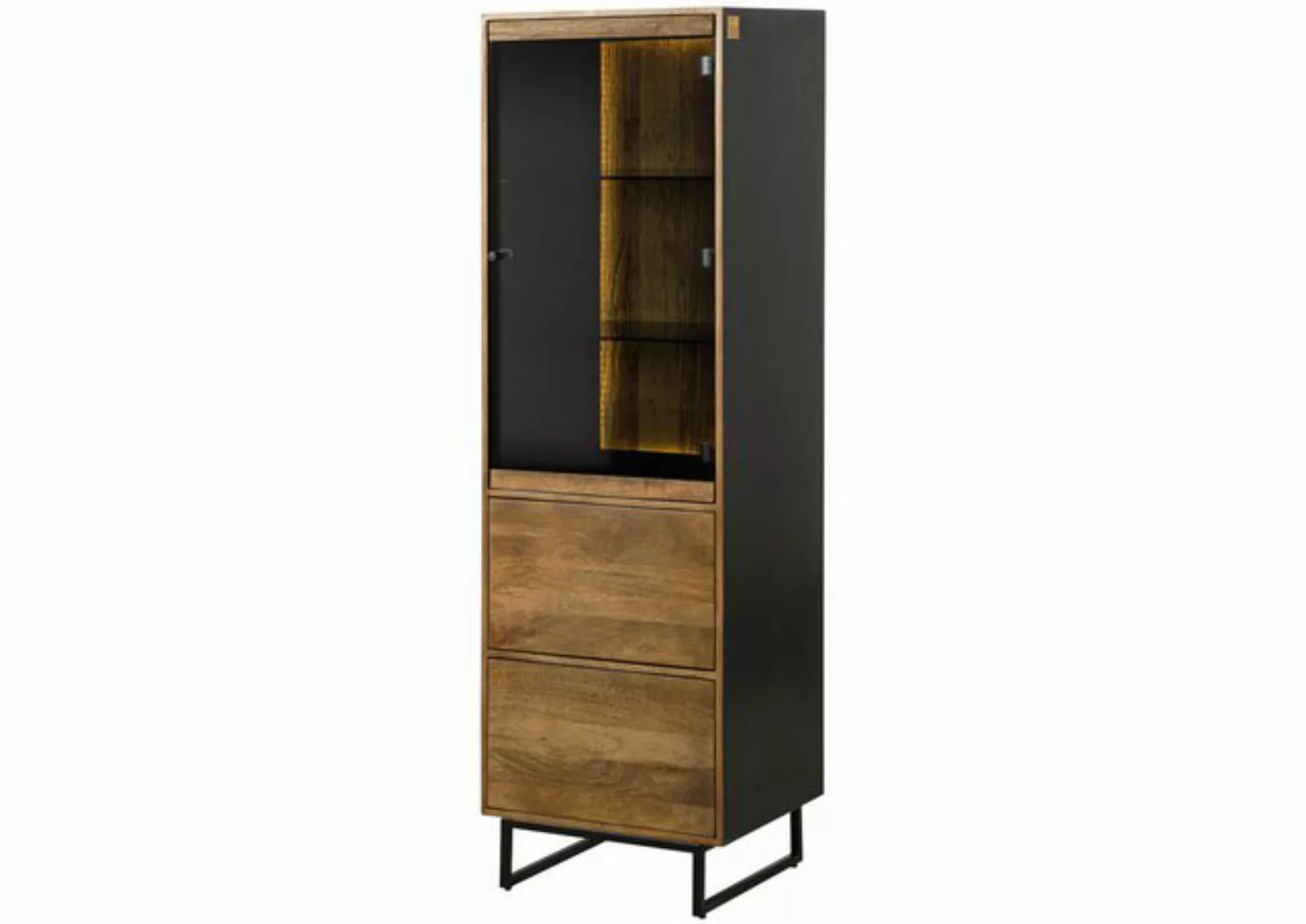 Massivmoebel24 Standvitrine (Mango / Altholz 56x47x180 schwarz / natur lack günstig online kaufen