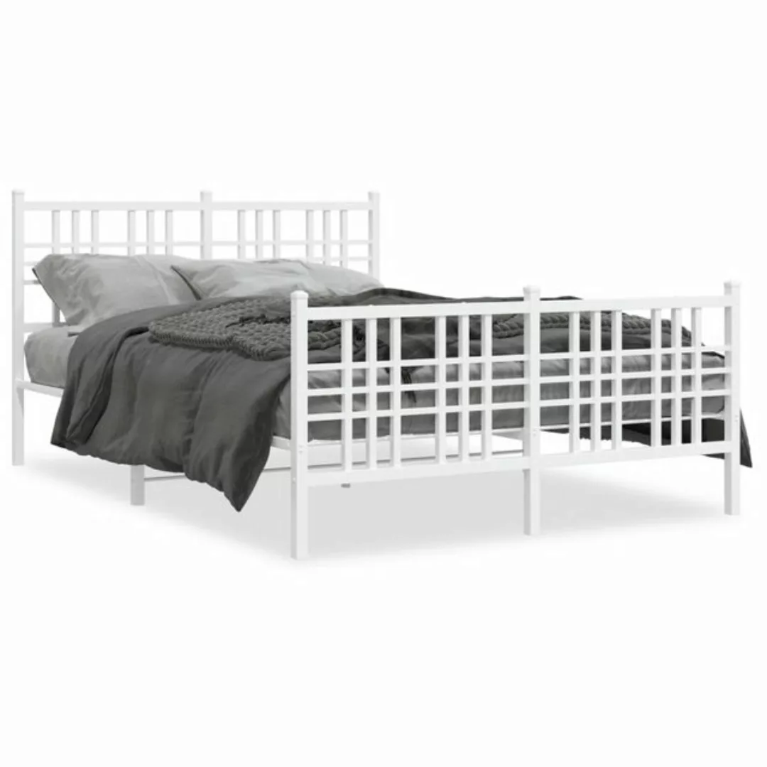 vidaXL Bett Bettgestell mit Kopf- und Fußteil Metall Weiß 120x190 cm günstig online kaufen