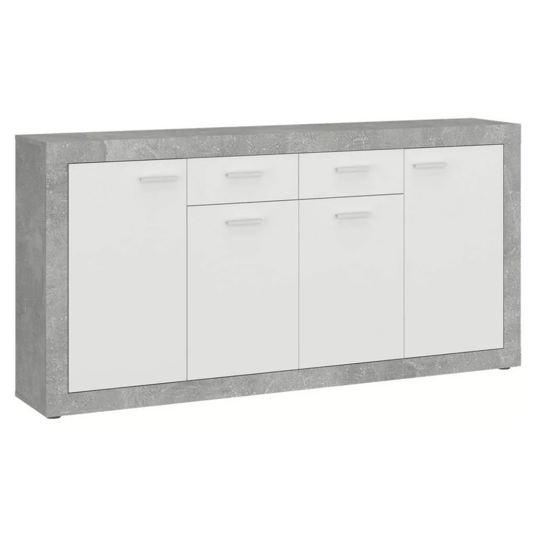 Kommode Focus Beton Optik weiß glänzend B/H/T: ca. 173,8x90x39 cm günstig online kaufen