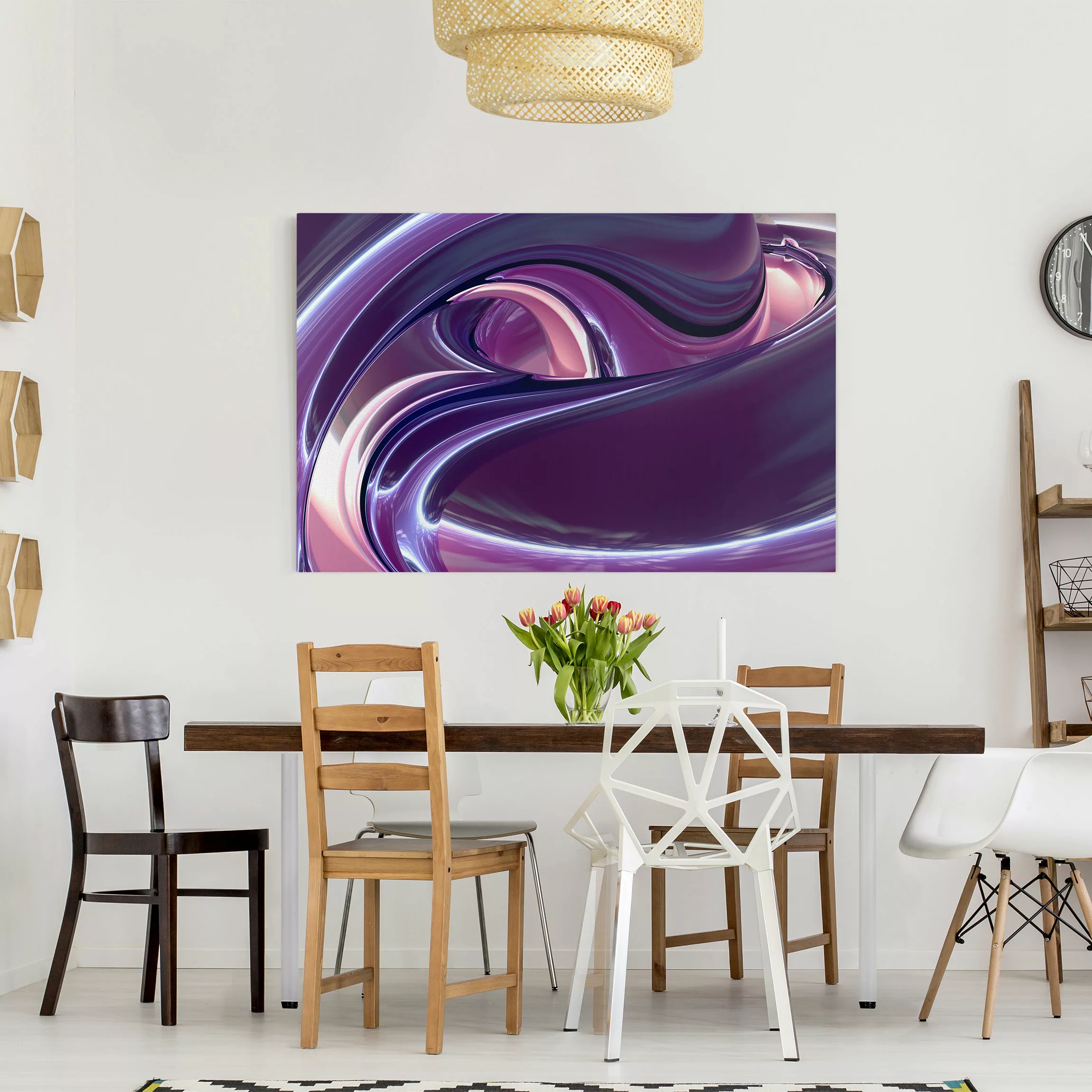 Leinwandbild Abstrakt - Querformat Circles in Purple günstig online kaufen