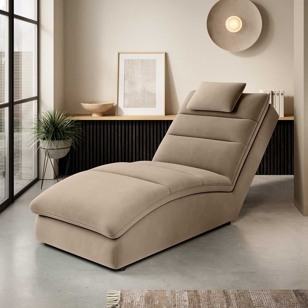 Relaxliege Liegesessel in Beige aus Samt günstig online kaufen